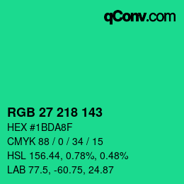 カラーコード: RGB 27 218 143 | qconv.com