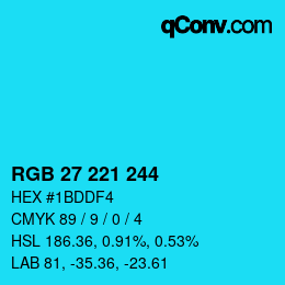 Color code: RGB 27 221 244 | qconv.com