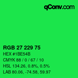 Color code: RGB 27 229 75 | qconv.com