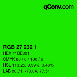 Color code: RGB 27 232 1 | qconv.com