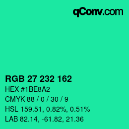 Color code: RGB 27 232 162 | qconv.com