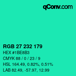 Color code: RGB 27 232 179 | qconv.com