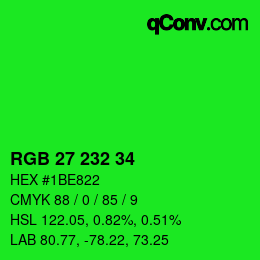 Color code: RGB 27 232 34 | qconv.com