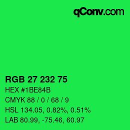 Color code: RGB 27 232 75 | qconv.com