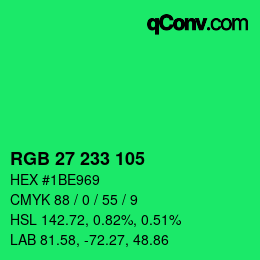 Color code: RGB 27 233 105 | qconv.com