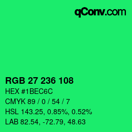 Color code: RGB 27 236 108 | qconv.com
