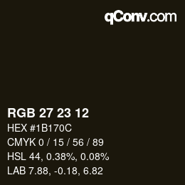 カラーコード: RGB 27 23 12 | qconv.com