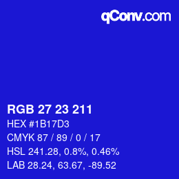 Color code: RGB 27 23 211 | qconv.com