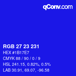 カラーコード: RGB 27 23 231 | qconv.com