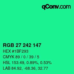 カラーコード: RGB 27 242 147 | qconv.com