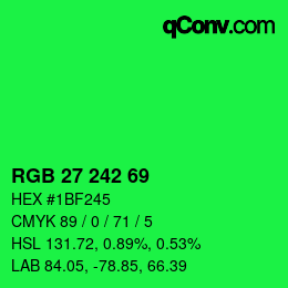 Color code: RGB 27 242 69 | qconv.com