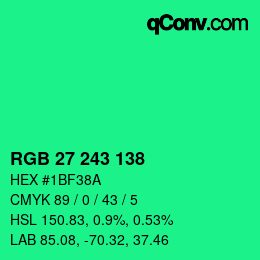 Color code: RGB 27 243 138 | qconv.com