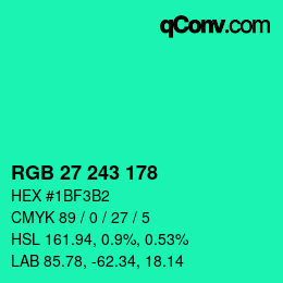 Color code: RGB 27 243 178 | qconv.com
