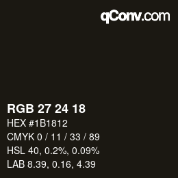 Color code: RGB 27 24 18 | qconv.com