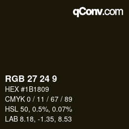 颜色代码: RGB 27 24 9 | qconv.com