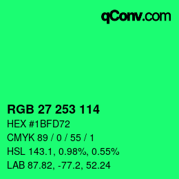 Color code: RGB 27 253 114 | qconv.com