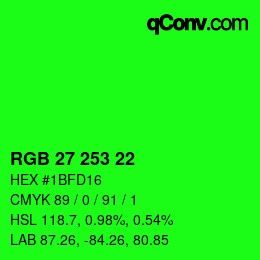 Color code: RGB 27 253 22 | qconv.com