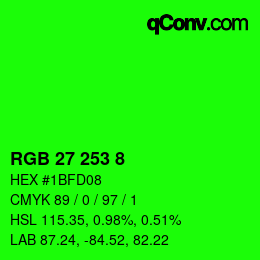 颜色代码: RGB 27 253 8 | qconv.com