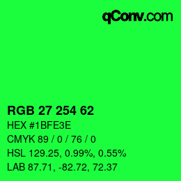 Código de color: RGB 27 254 62 | qconv.com