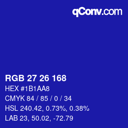 Color code: RGB 27 26 168 | qconv.com