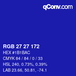 Color code: RGB 27 27 172 | qconv.com