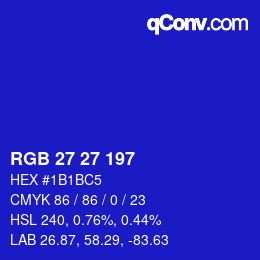 Color code: RGB 27 27 197 | qconv.com