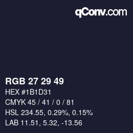 Farbcode: RGB 27 29 49 | qconv.com
