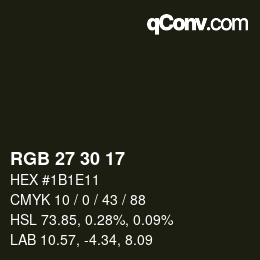 カラーコード: RGB 27 30 17 | qconv.com