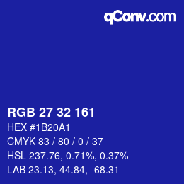 Color code: RGB 27 32 161 | qconv.com