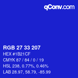 Color code: RGB 27 33 207 | qconv.com