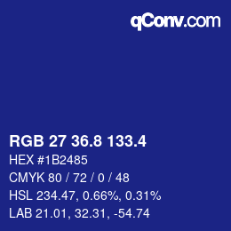 カラーコード: RGB 27 36.8 133.4 | qconv.com