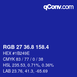 カラーコード: RGB 27 36.8 158.4 | qconv.com