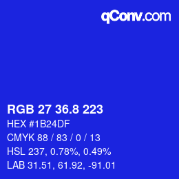 カラーコード: RGB 27 36.8 223 | qconv.com
