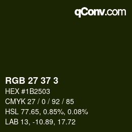 Color code: RGB 27 37 3 | qconv.com
