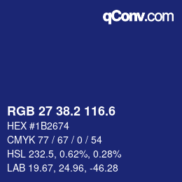 カラーコード: RGB 27 38.2 116.6 | qconv.com