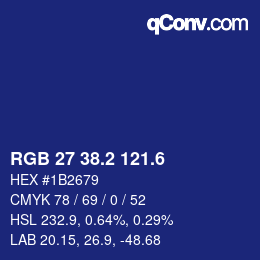カラーコード: RGB 27 38.2 121.6 | qconv.com
