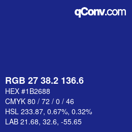 カラーコード: RGB 27 38.2 136.6 | qconv.com