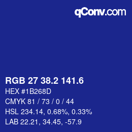 カラーコード: RGB 27 38.2 141.6 | qconv.com