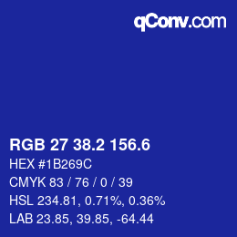 カラーコード: RGB 27 38.2 156.6 | qconv.com