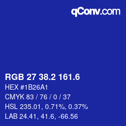 カラーコード: RGB 27 38.2 161.6 | qconv.com