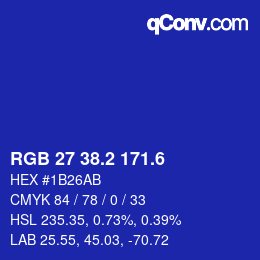 カラーコード: RGB 27 38.2 171.6 | qconv.com