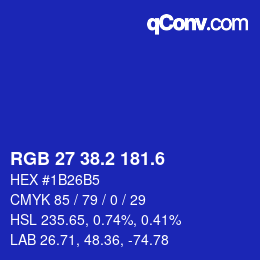 カラーコード: RGB 27 38.2 181.6 | qconv.com