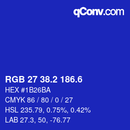 カラーコード: RGB 27 38.2 186.6 | qconv.com