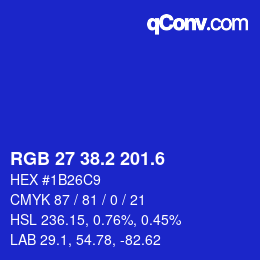 カラーコード: RGB 27 38.2 201.6 | qconv.com