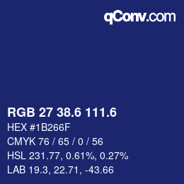 カラーコード: RGB 27 38.6 111.6 | qconv.com