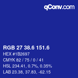 カラーコード: RGB 27 38.6 151.6 | qconv.com