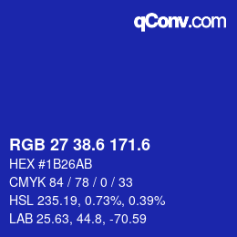 カラーコード: RGB 27 38.6 171.6 | qconv.com