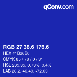 カラーコード: RGB 27 38.6 176.6 | qconv.com