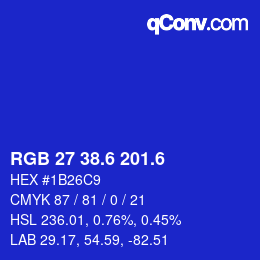カラーコード: RGB 27 38.6 201.6 | qconv.com