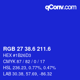 カラーコード: RGB 27 38.6 211.6 | qconv.com